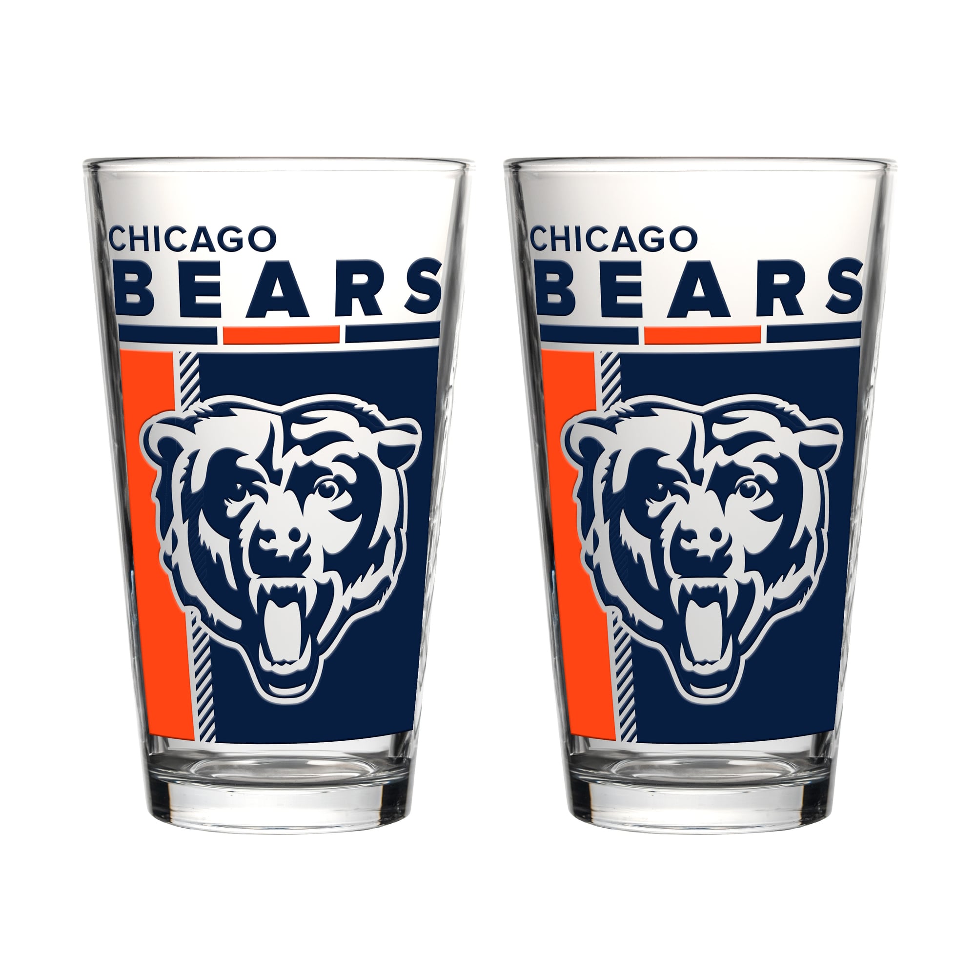 Logo Brands Chicago Bears Two-Piece 16oz. Pint Glass Set