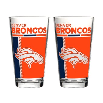 Logo Brands Denver Broncos Two-Piece 16oz. Pint Glass Set