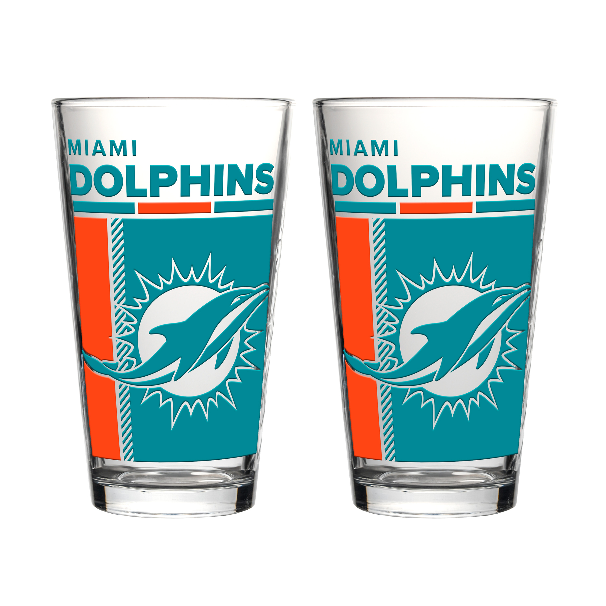 Logo Brands Miami Dolphins Two-Piece 16oz. Pint Glass Set
