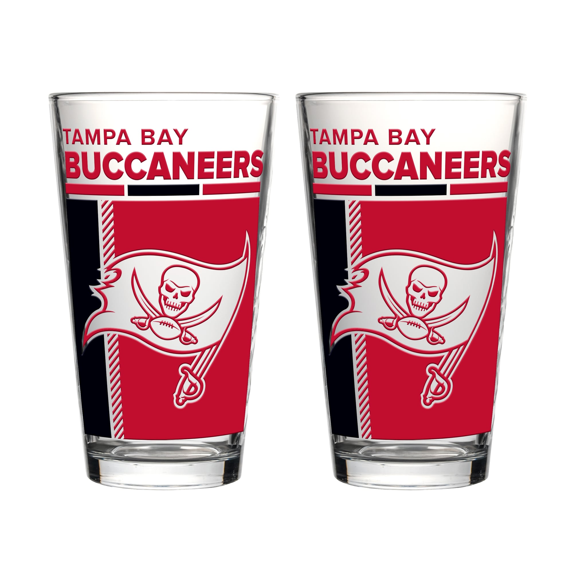 Logo Brands Tampa Bay Buccaneers Two-Piece 16oz. Pint Glass Set