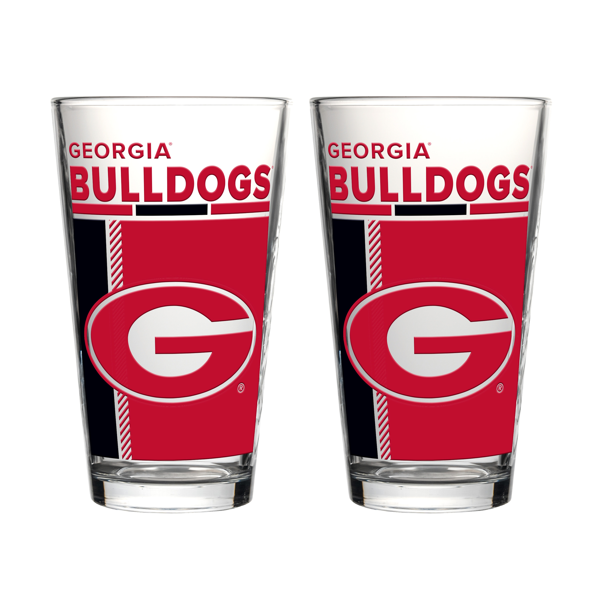 Logo Brands Georgia Bulldogs Two-Piece 16oz. Pint Glass Set