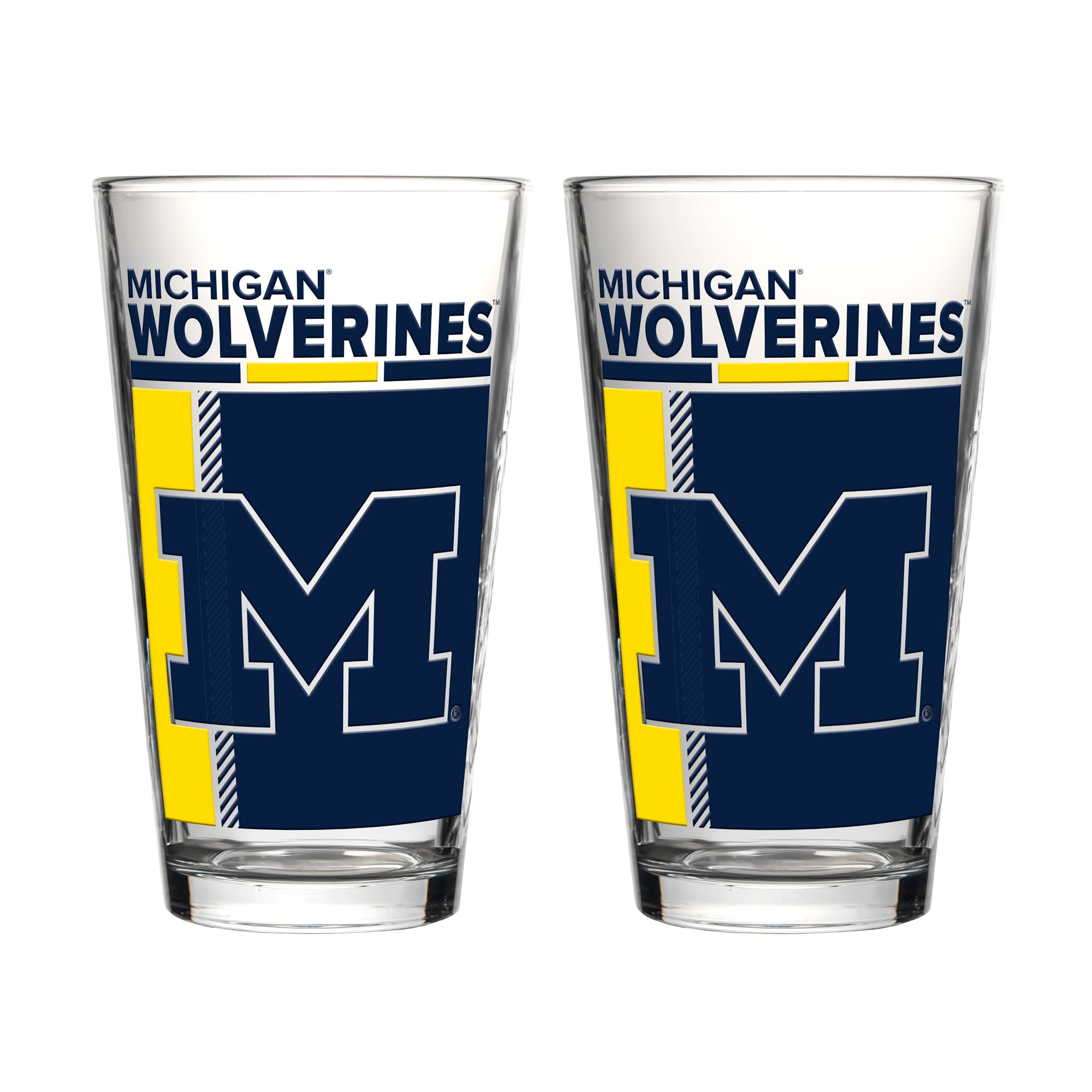 Logo Brands Michigan Wolverines Two-Piece 16oz. Pint Glass Set