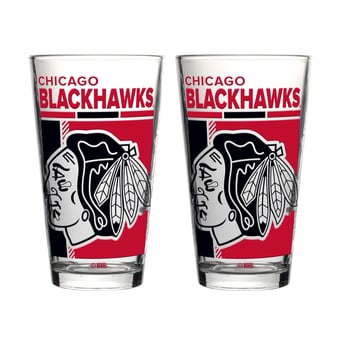 Logo Brands Chicago Blackhawks Two-Piece 16oz. Pint Glass Set