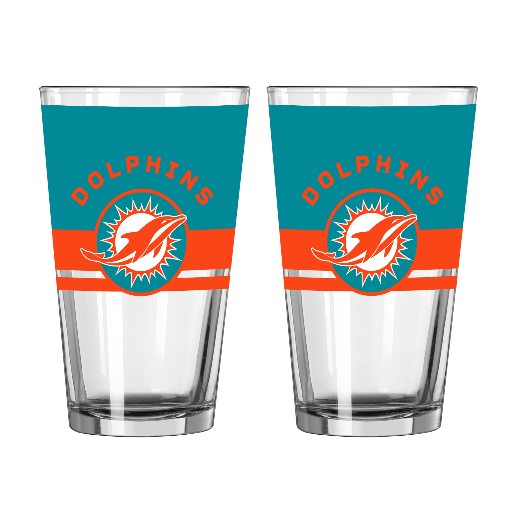 Logo Brands Miami Dolphins Two-Piece 16oz. Horizon Pint Glass Set