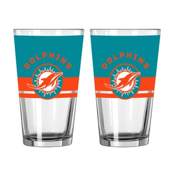 Logo Brands Miami Dolphins Two-Piece 16oz. Horizon Pint Glass Set