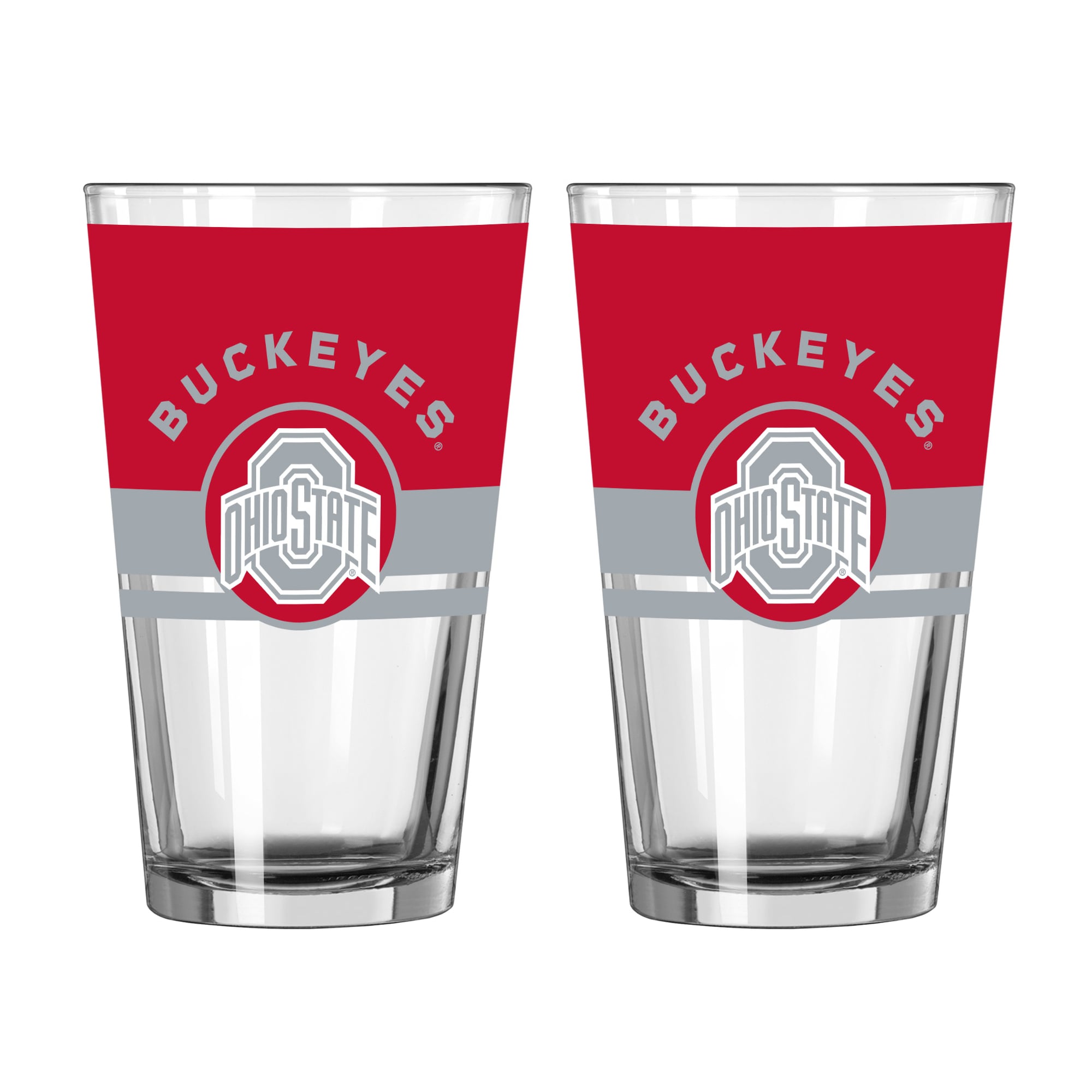 Logo Brands Ohio State Buckeyes Two-Piece 16oz. Horizon Pint Glass Set