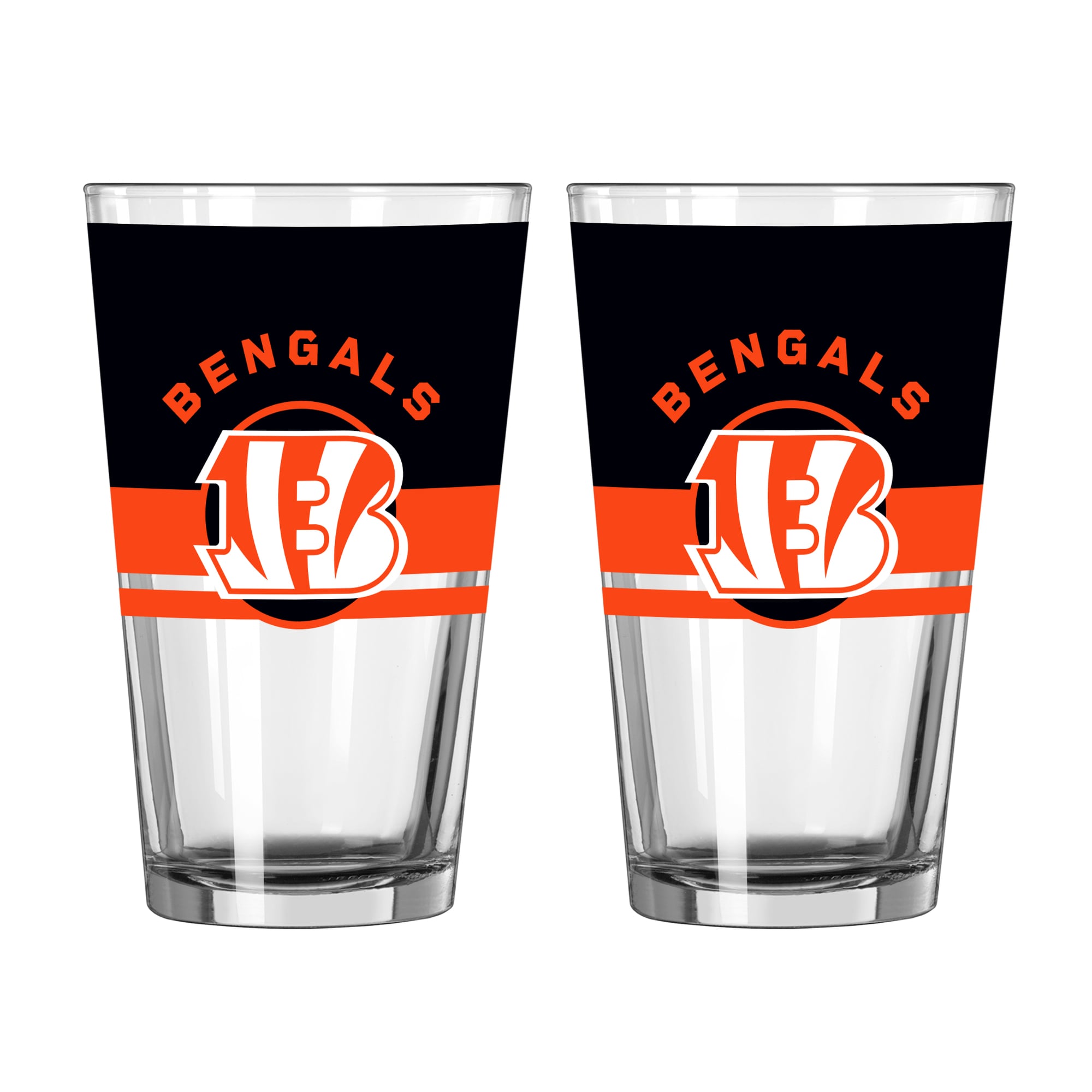 Logo Brands Cincinnati Bengals Two-Piece 16oz. Horizon Pint Glass Set