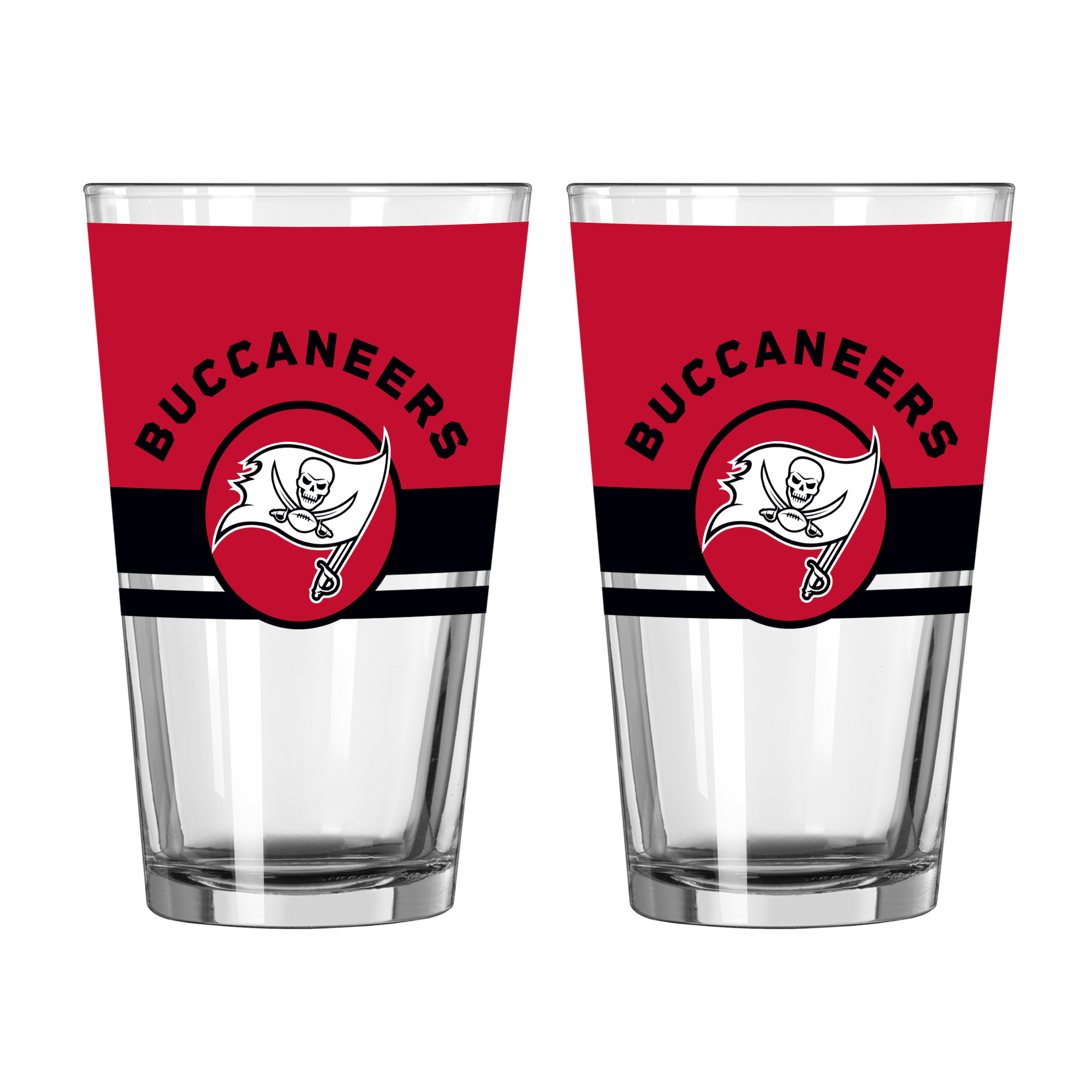 Logo Brands Tampa Bay Buccaneers Two-Piece 16oz. Horizon Pint Glass Set