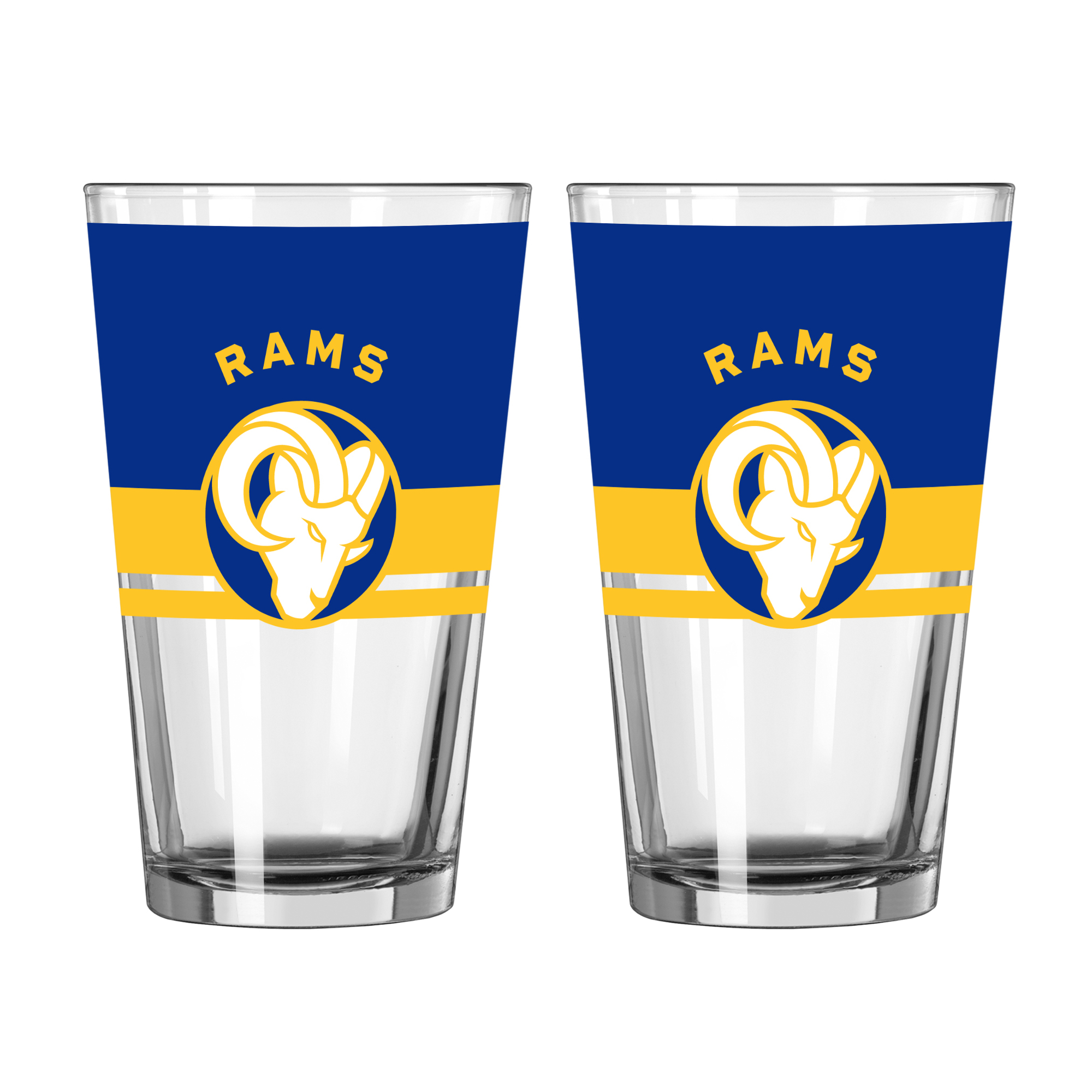 Logo Brands Los Angeles Rams Two-Piece 16oz. Horizon Pint Glass Set