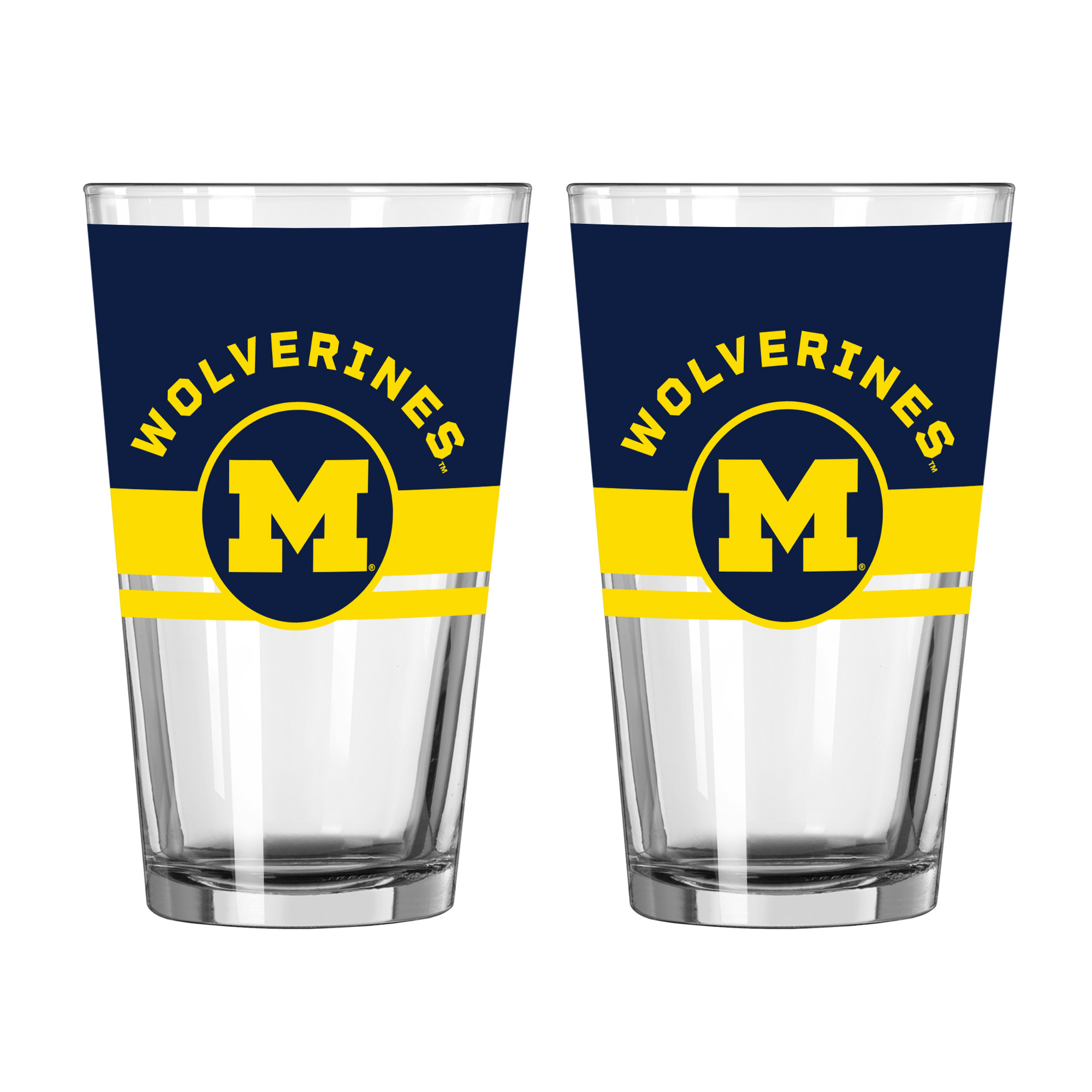 Logo Brands Michigan Wolverines Two-Piece 16oz. Horizon Pint Glass Set