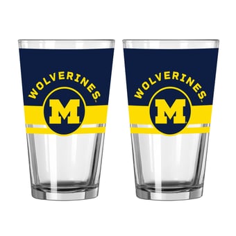 Logo Brands Michigan Wolverines Two-Piece 16oz. Horizon Pint Glass Set