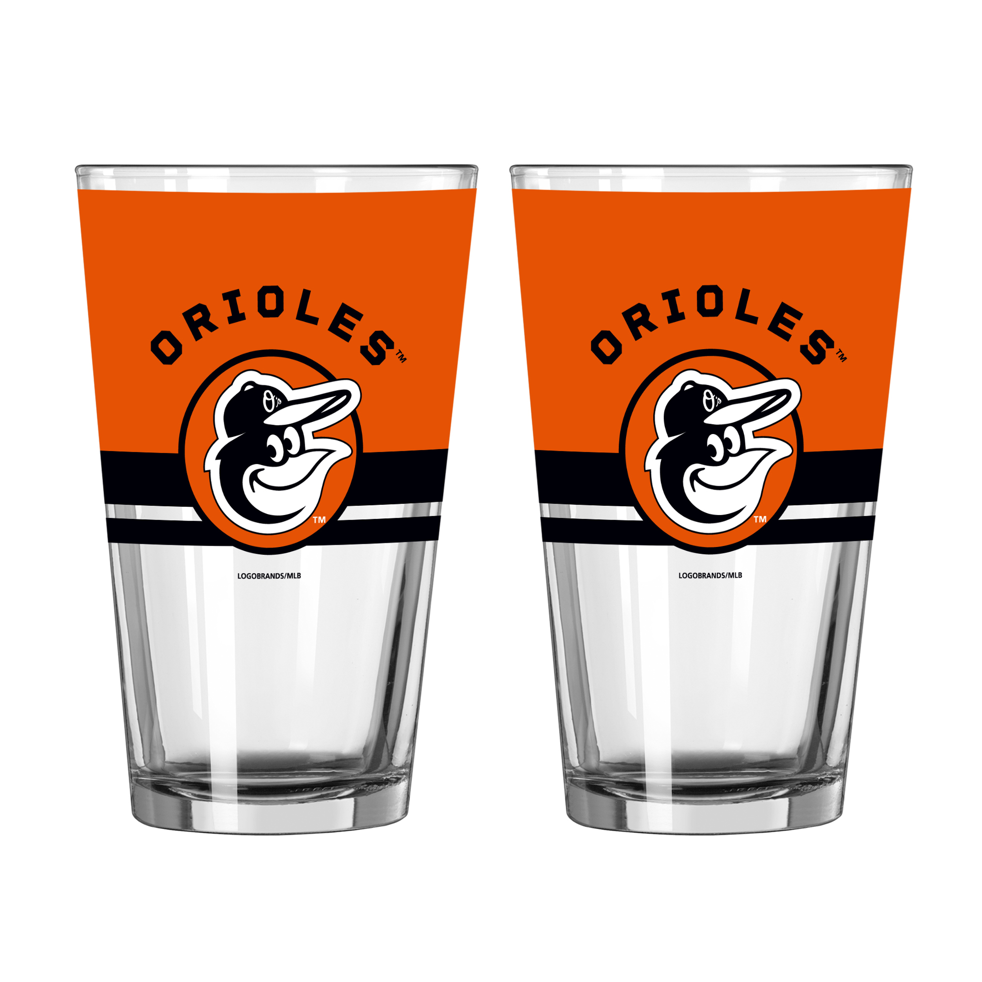Logo Brands Baltimore Orioles Two-Piece 16oz. Horizon Pint Glass Set