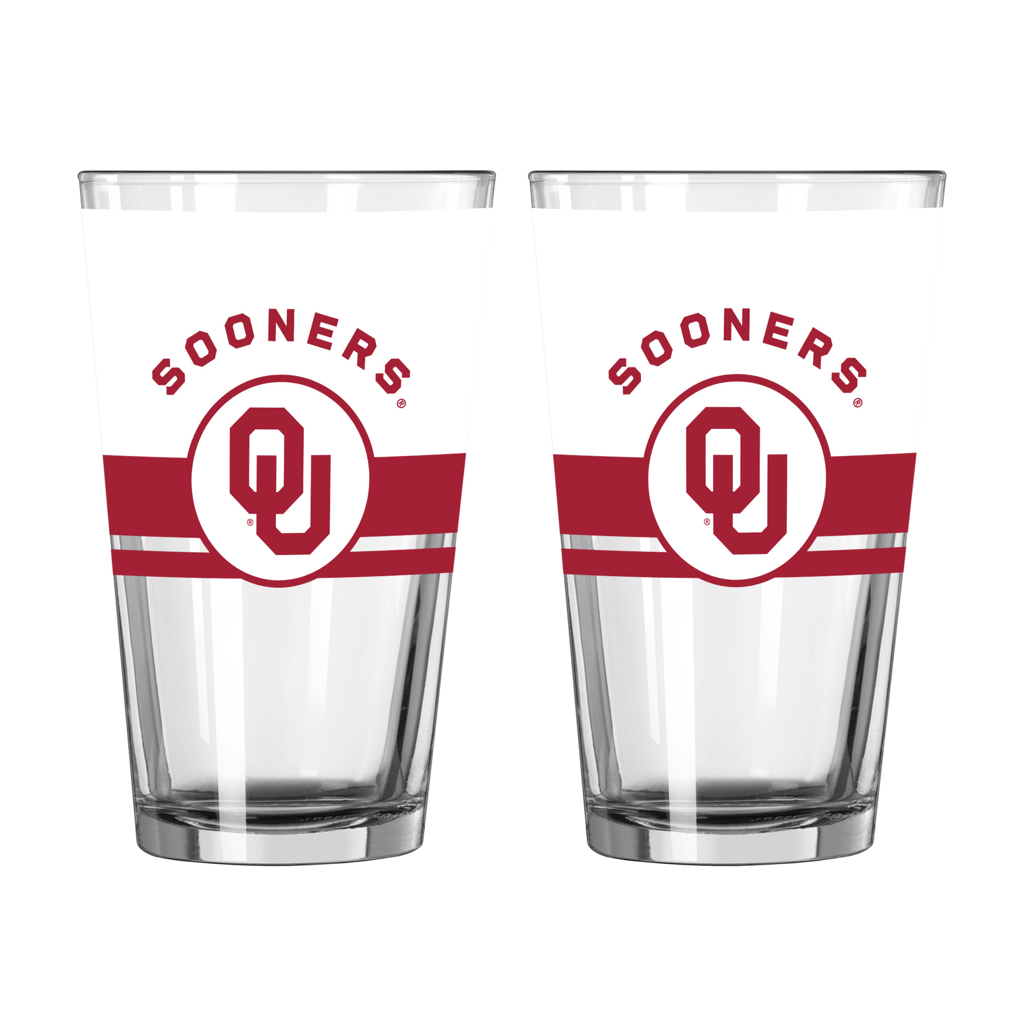 Logo Brands Oklahoma Sooners Two-Piece 16oz. Horizon Pint Glass Set