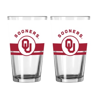 Logo Brands Oklahoma Sooners Two-Piece 16oz. Horizon Pint Glass Set