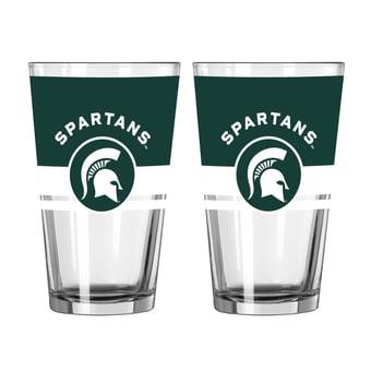 Logo Brands Michigan State Spartans Two-Piece 16oz. Horizon Pint Glass Set
