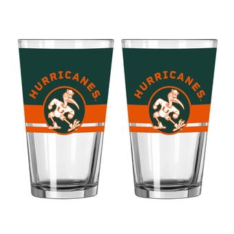 Logo Brands Miami Hurricanes Two-Piece 16oz. Horizon Pint Glass Set