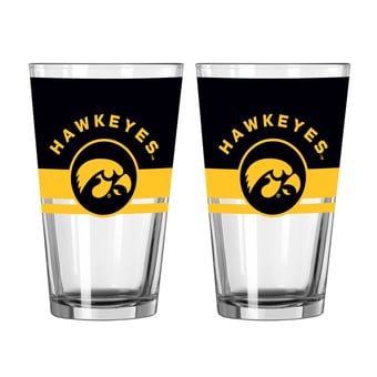 Logo Brands Iowa Hawkeyes Two-Piece 16oz. Horizon Pint Glass Set