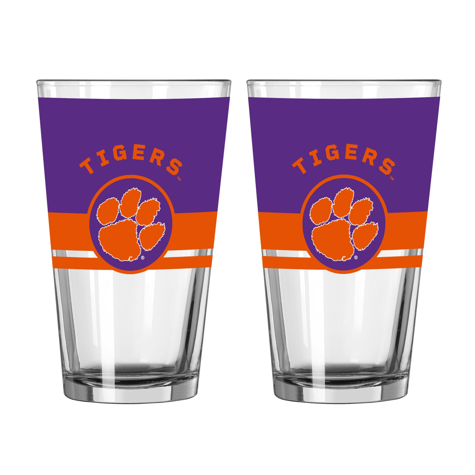Logo Brands Clemson Tigers Two-Piece 16oz. Horizon Pint Glass Set