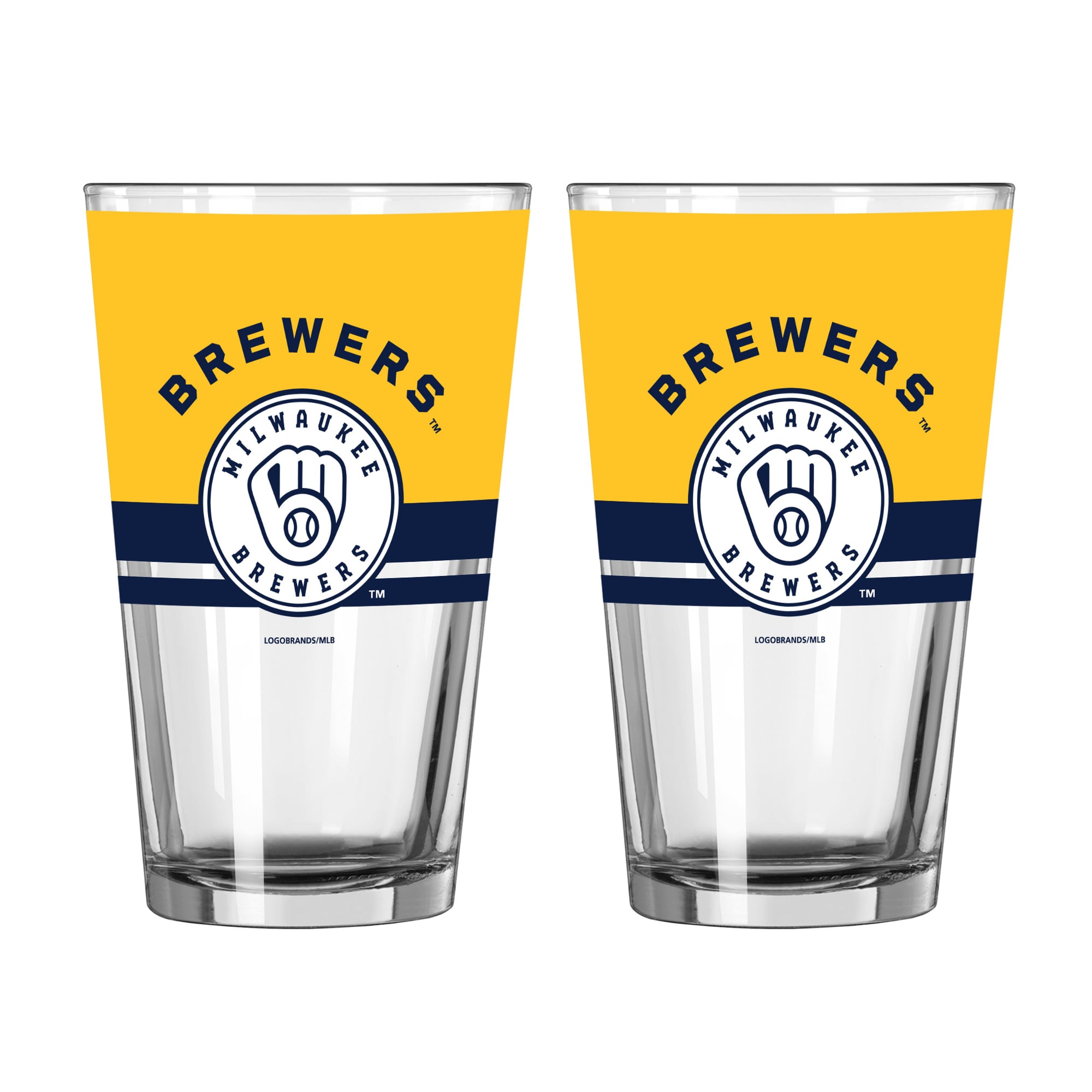 Logo Brands Milwaukee Brewers Two-Piece 16oz. Horizon Pint Glass Set