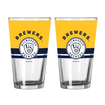 Logo Brands Milwaukee Brewers Two-Piece 16oz. Horizon Pint Glass Set