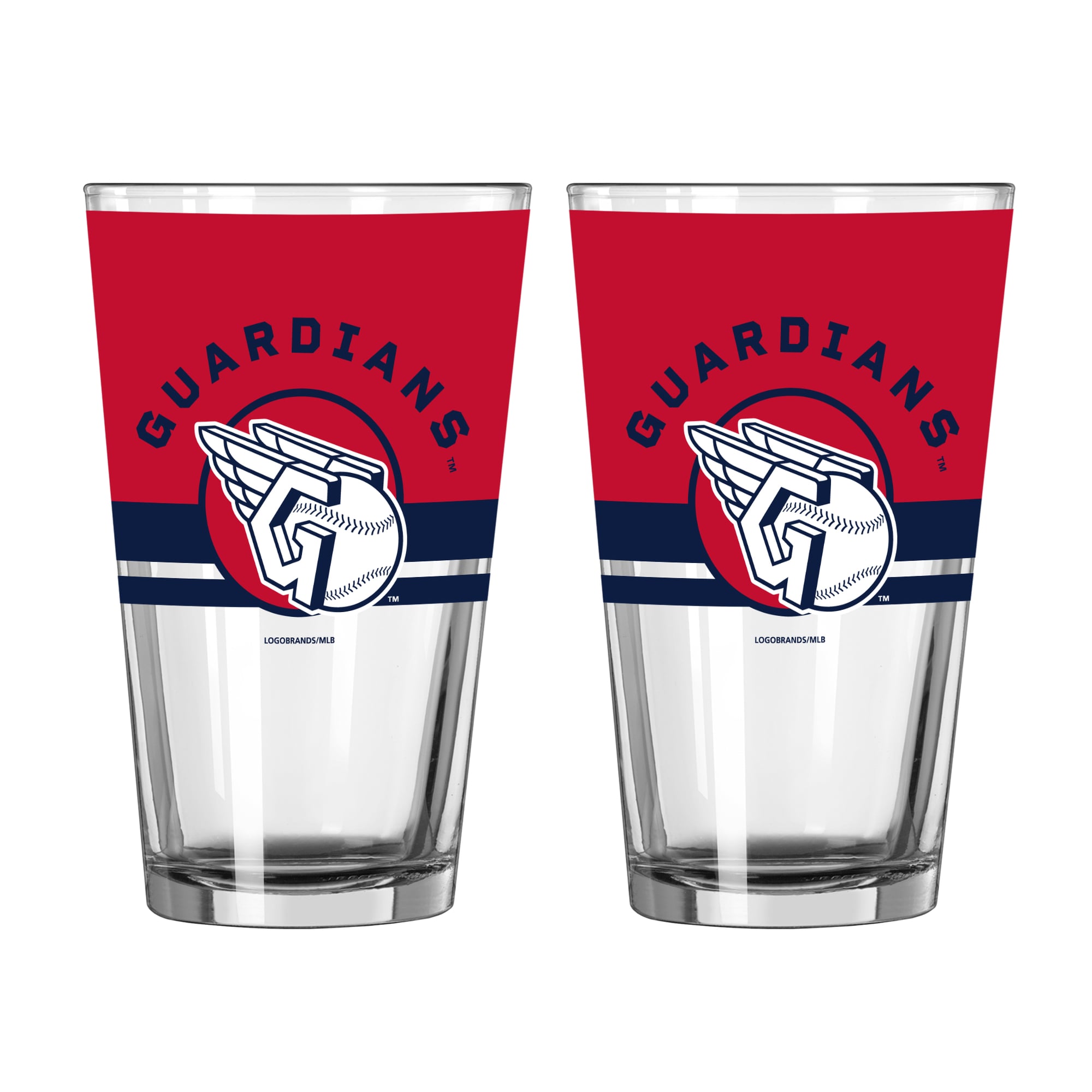 Logo Brands Cleveland Guardians Two-Piece 16oz. Horizon Pint Glass Set