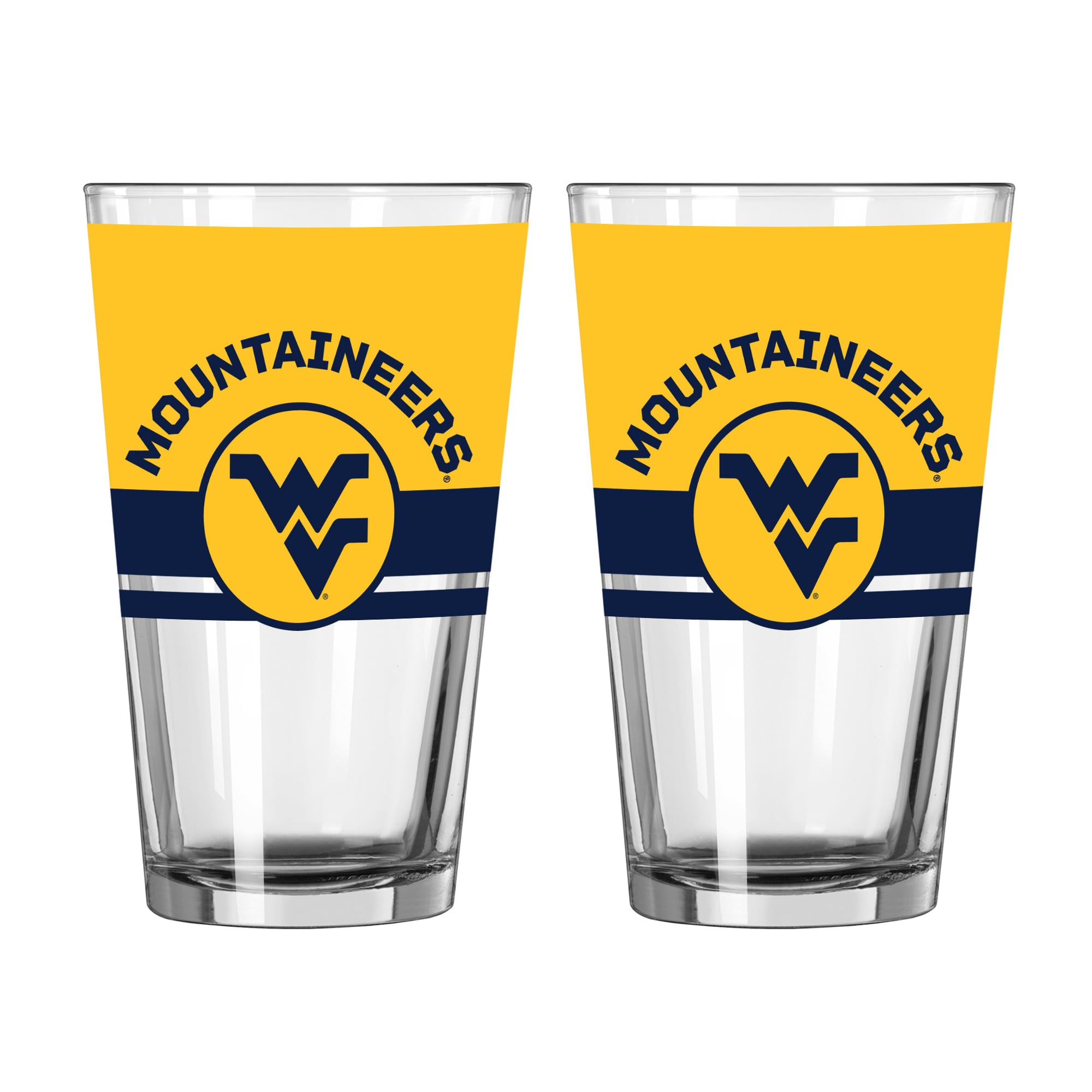 Logo Brands West Virginia Mountaineers Two-Piece 16oz. Horizon Pint Glass Set
