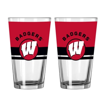 Logo Brands Wisconsin Badgers Two-Piece 16oz. Horizon Pint Glass Set
