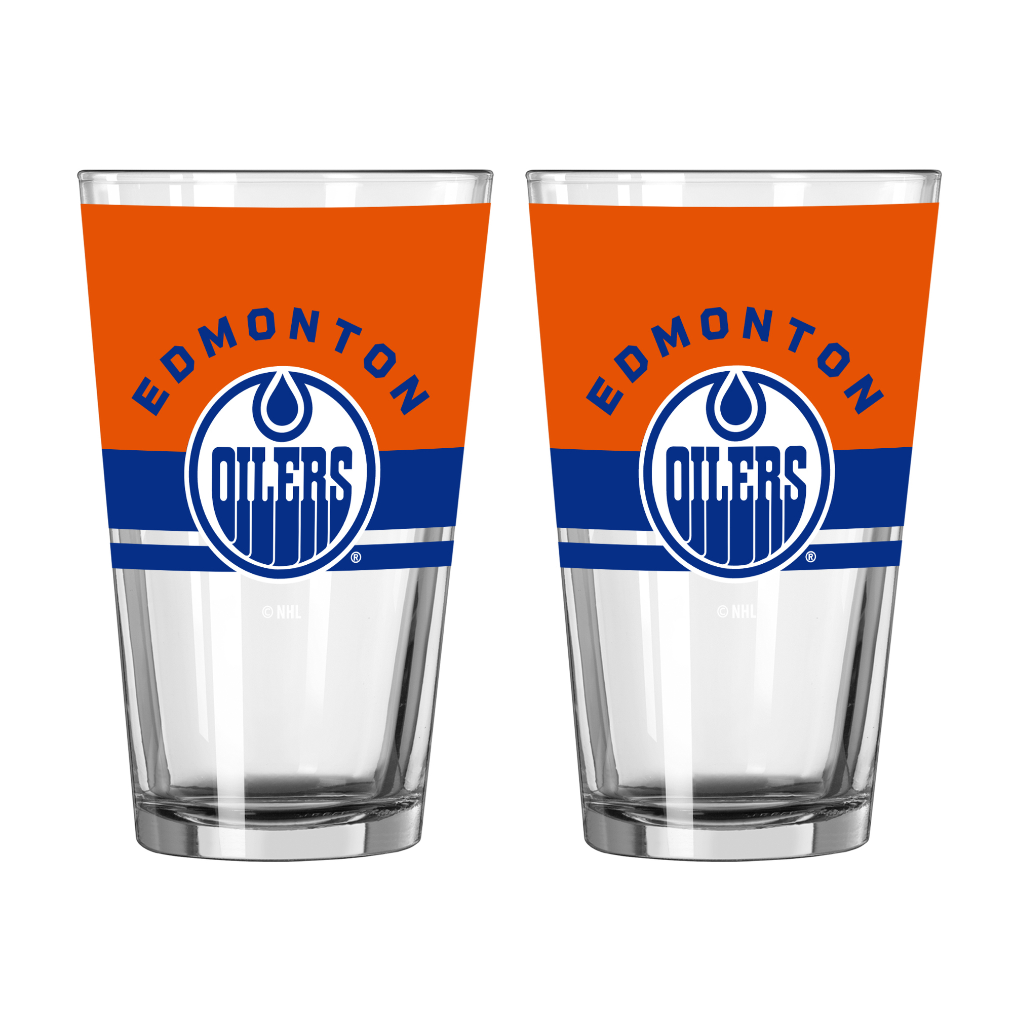 Logo Brands Edmonton Oilers Two-Piece 16oz. Horizon Pint Glass Set