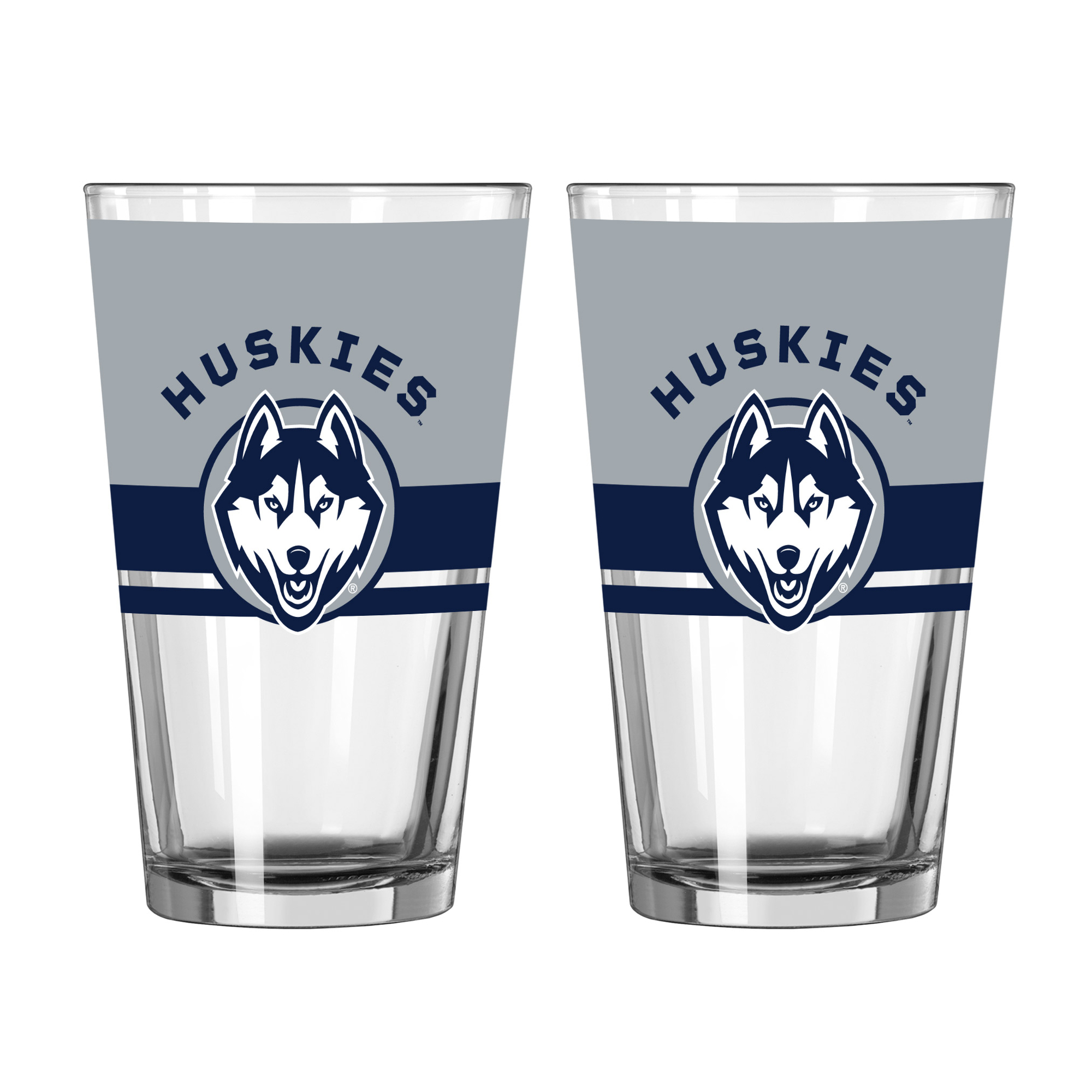 Logo Brands UConn Huskies Two-Piece 16oz. Horizon Pint Glass Set