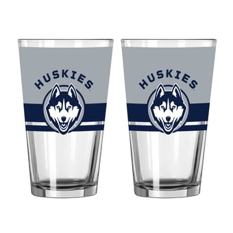 Logo Brands UConn Huskies Two-Piece 16oz. Horizon Pint Glass Set
