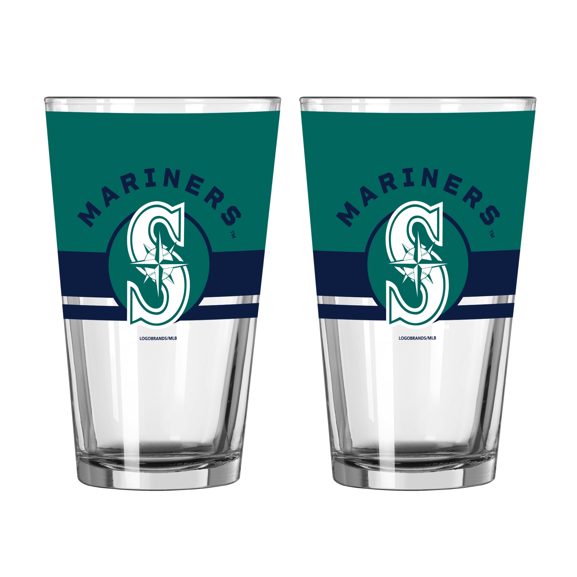 Logo Brands Seattle Mariners Two-Piece 16oz. Horizon Pint Glass Set