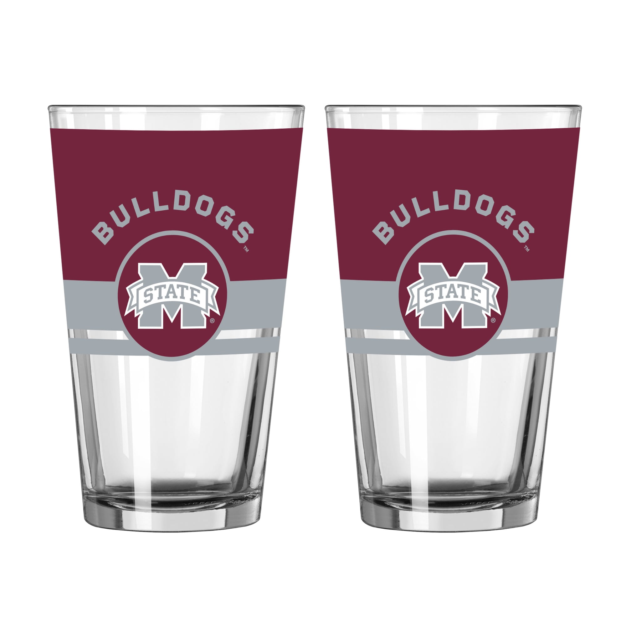 Logo Brands Mississippi State Bulldogs Two-Piece 16oz. Horizon Pint Glass Set