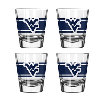 Logo Brands West Virginia Mountaineers Four-Piece Stripe Shot Glass Set