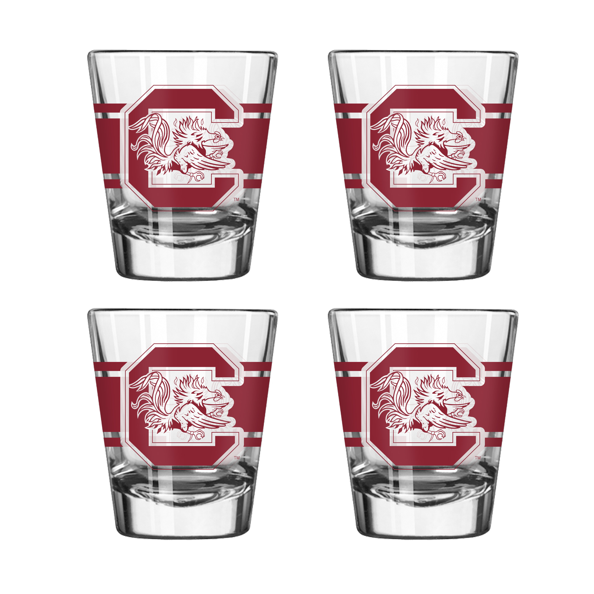 Logo Brands South Carolina Gamecocks Four-Piece Stripe Shot Glass Set