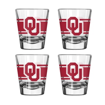 Logo Brands Oklahoma Sooners Four-Piece Stripe Shot Glass Set