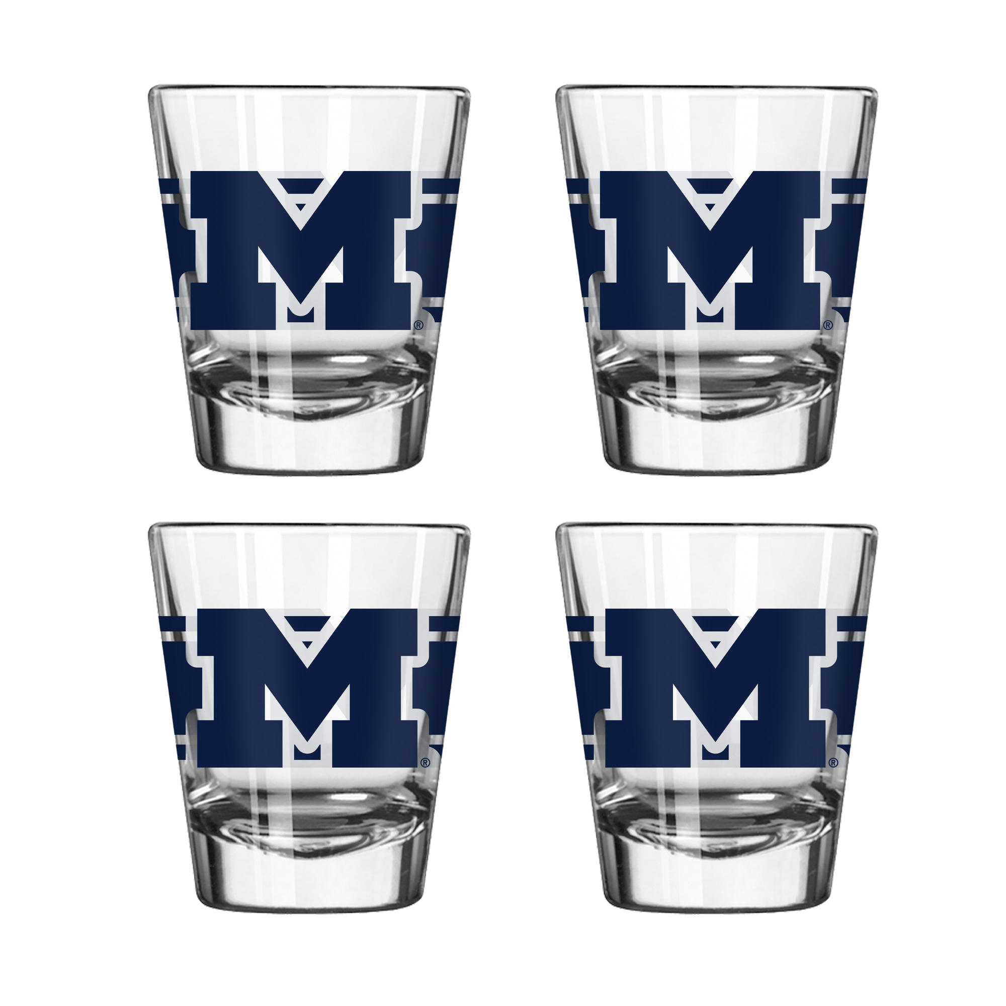 Logo Brands Michigan Wolverines Four-Piece Stripe Shot Glass Set