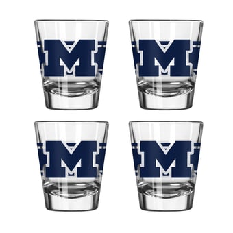 Logo Brands Michigan Wolverines Four-Piece Stripe Shot Glass Set