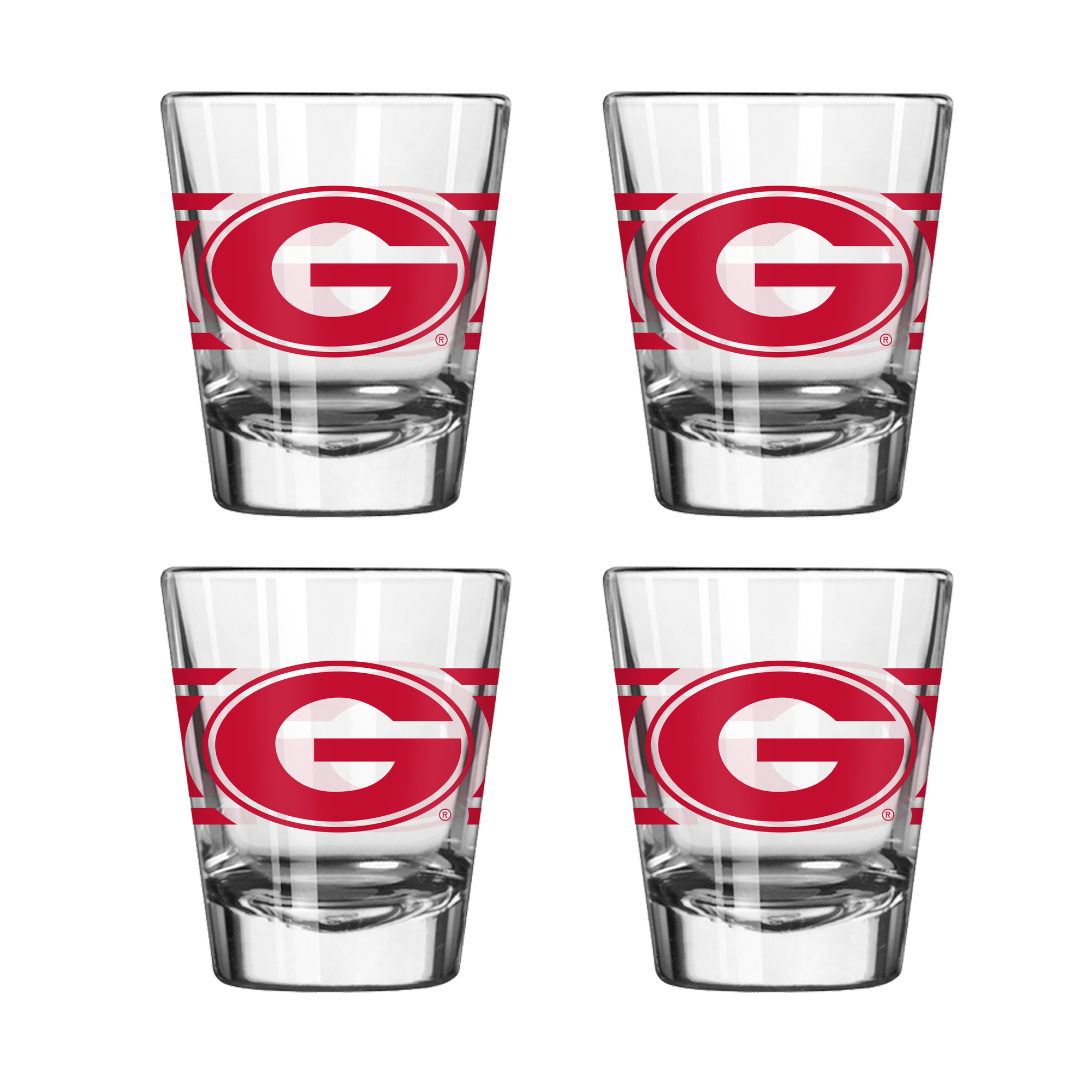 Logo Brands Georgia Bulldogs Four-Piece Stripe Shot Glass Set