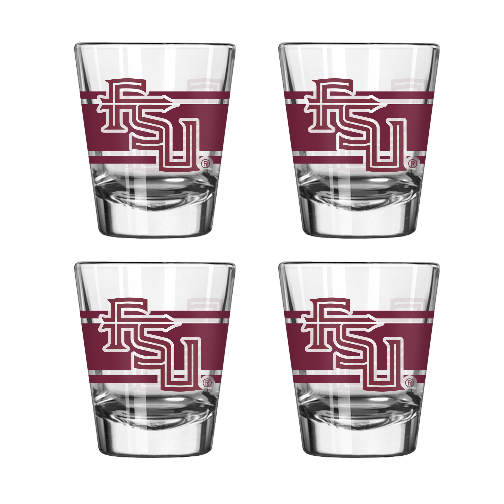 Logo Brands Florida State Seminoles Four-Piece Stripe Shot Glass Set