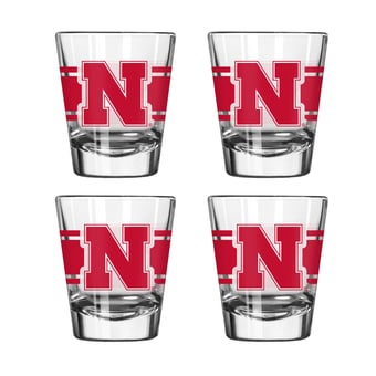Logo Brands Nebraska Huskers Four-Piece Stripe Shot Glass Set