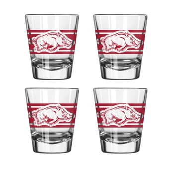 Logo Brands Arkansas Razorbacks Four-Piece Stripe Shot Glass Set