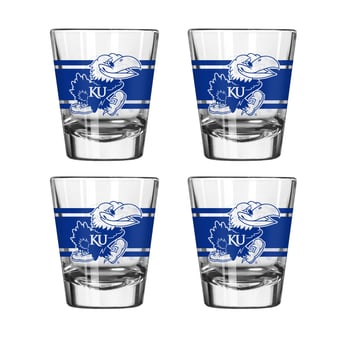 Logo Brands Kansas Jayhawks Four-Piece Stripe Shot Glass Set
