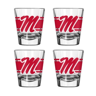 Logo Brands Ole Miss Rebels Four-Piece Stripe Shot Glass Set