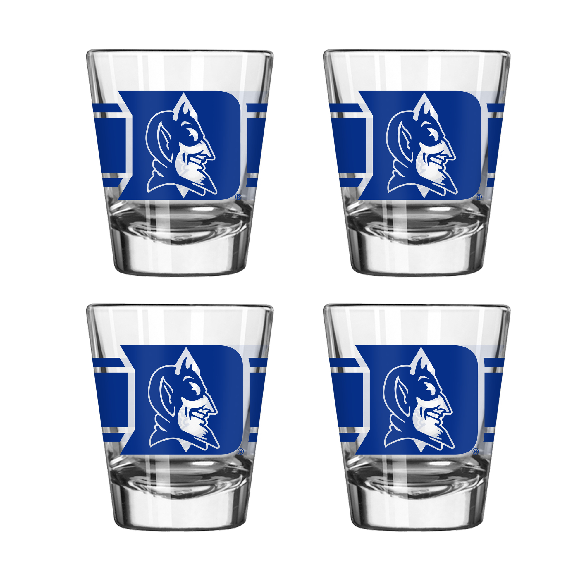 Logo Brands Duke Blue Devils Four-Piece Stripe Shot Glass Set