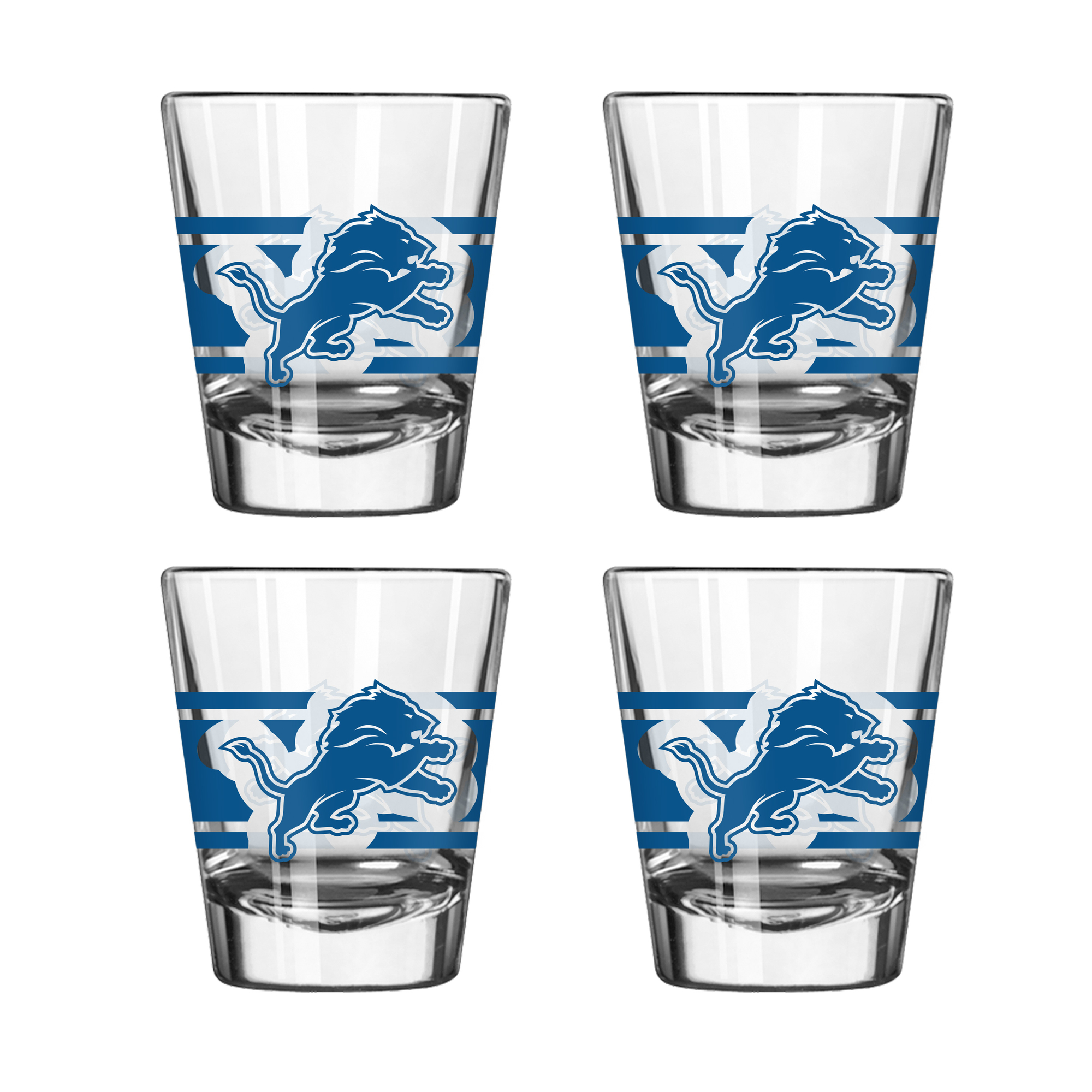 Logo Brands Detroit Lions Four-Piece Stripe Shot Glass Set
