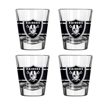 Logo Brands Las Vegas Raiders Four-Piece Stripe Shot Glass Set