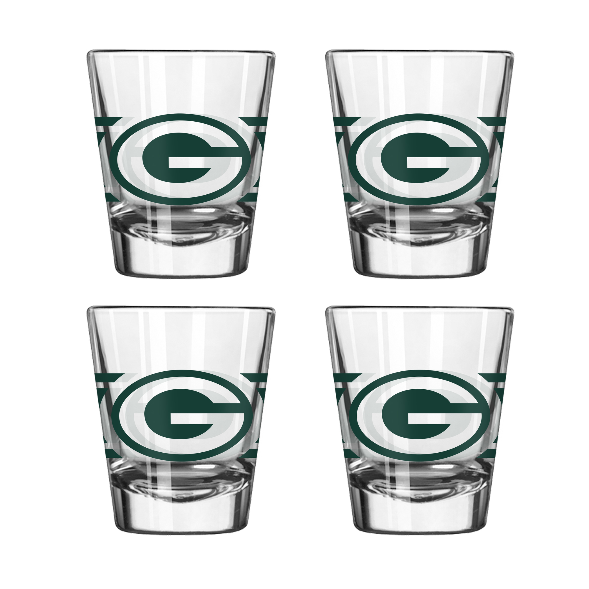 Logo Brands Green Bay Packers Four-Piece Stripe Shot Glass Set