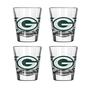 Logo Brands Green Bay Packers Four-Piece Stripe Shot Glass Set