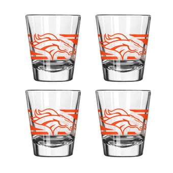 Logo Brands Denver Broncos Four-Piece Stripe Shot Glass Set