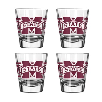 Logo Brands Mississippi State Bulldogs Four-Piece Stripe Shot Glass Set